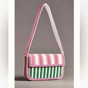 Anthropologie The Fiona Beaded Bag Geometric Edition Pink Green